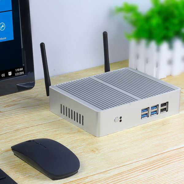 XCY Intel Core i5 5500U Fanless Mini PC Windows 10 4K HTPC Thin Client Desktop Computer NUC HDMI VGA WiFi 6USB