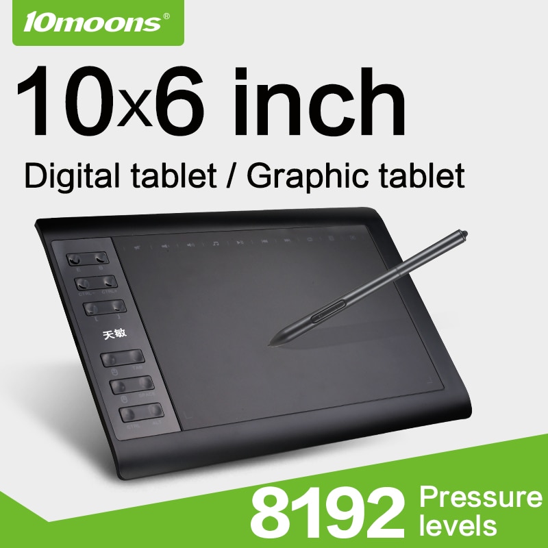 shop with crypto buy 10moons 10x6 Inch Graphic Drawing Tablet 8192 Levels Digital Tablet No need charge Pen pay with bitcoin