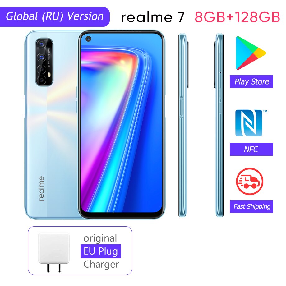 shop with crypto buy Realme 7 Global Version Smart Phones Unlocked 30W Fast Charge Smartphone 8GB RAM 128GB ROM Helio G95 Mobile Phones Gaming Phone pay with bitcoin
