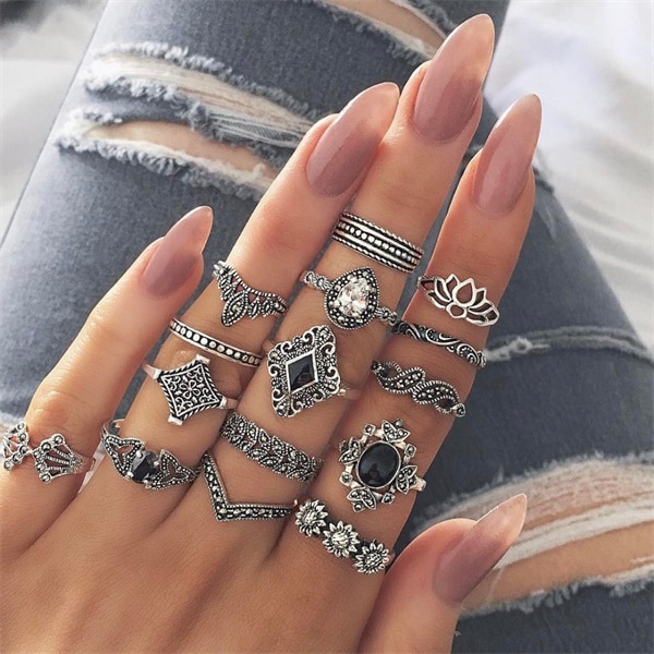 shop with crypto buy Bohemian Retro Flower (15 Rings) pay with bitcoin