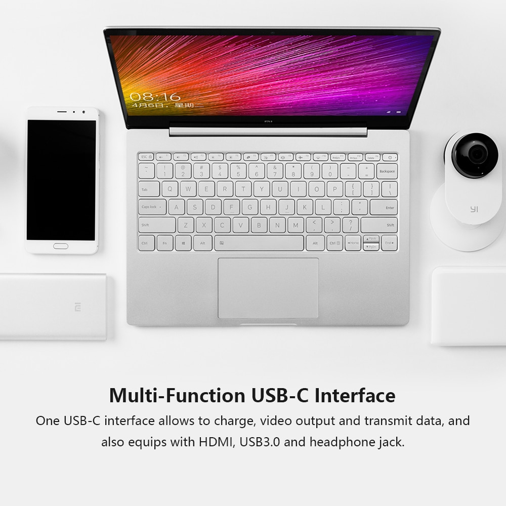 Xiaomi Air 12.5 Notebook Thin & Light PC 8th Intel Core M3-8100Y 4GB 256GB SATA SSD LPDDR3 1866MHz Laptop Gold