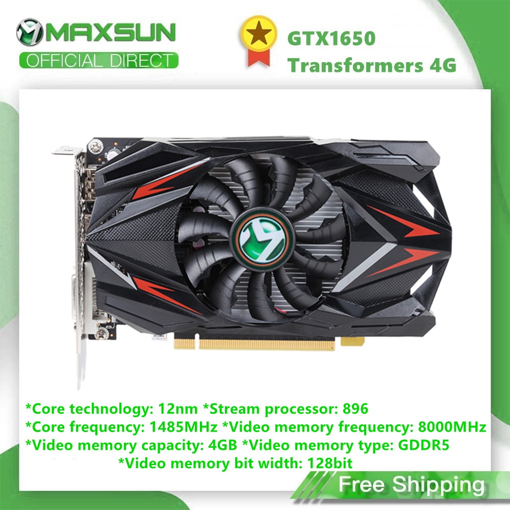 shop with crypto buy Maxsun GeForce GTX1650 Transformers 4G 128bit Graphics Card Nvidia GDDR5 GPU Video Gaming Video Card For PC Computer DP DVI pay with bitcoin