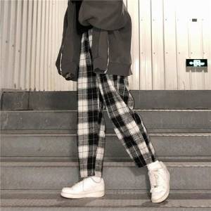 shop with crypto buy  Drop shipping Harajuku Plaid Pants For Women Trousers 2020 Street wear Woman Harem Pants Autumn Ladies Causal Pants Plus Size pay with bitcoin