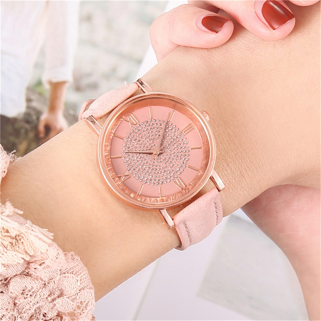 shop with crypto buy Women Watch Imitation Leather Belt Watch Star Sky Dial Clock Quartz Wrist Watches Ladies Casual Mesh Belt Wristwatch Clock pay with bitcoin
