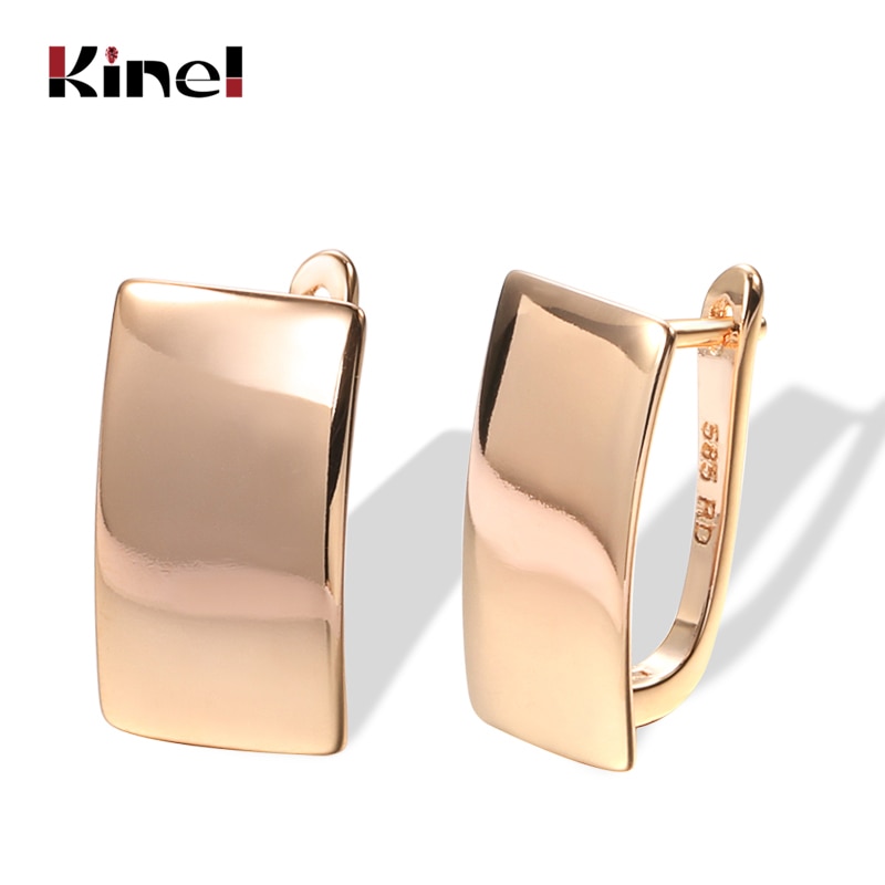 shop with crypto buy Kinel Hot Fashion Glossy Dangle Earrings 585 Rose Gold Simple Square Earrings For Women High Quality Daily Fine Jewelry pay with bitcoin