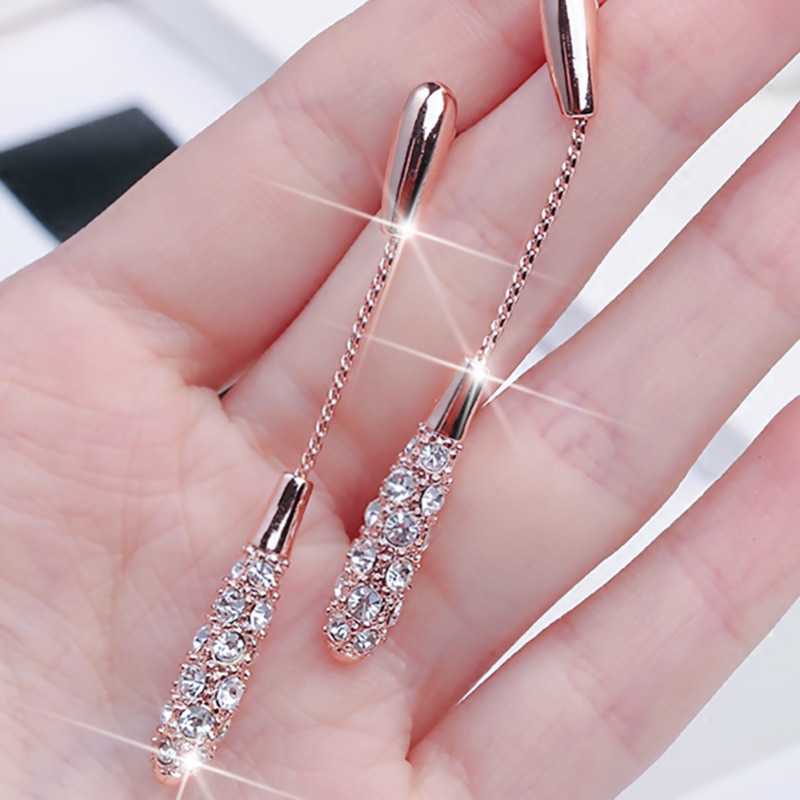 shop with crypto buy  new hot style earrings female fashion and elegant long drop shaped alloy earrings earrings pay with bitcoin