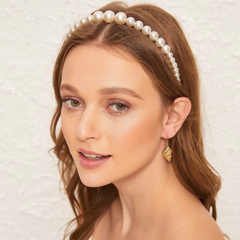 shop with crypto buy New Women Elegant Full Pearls Simple Hairbands Sweet Headband Hair Hoops Holder Ornament Head Band Lady Fashion Hair Accessories pay with bitcoin