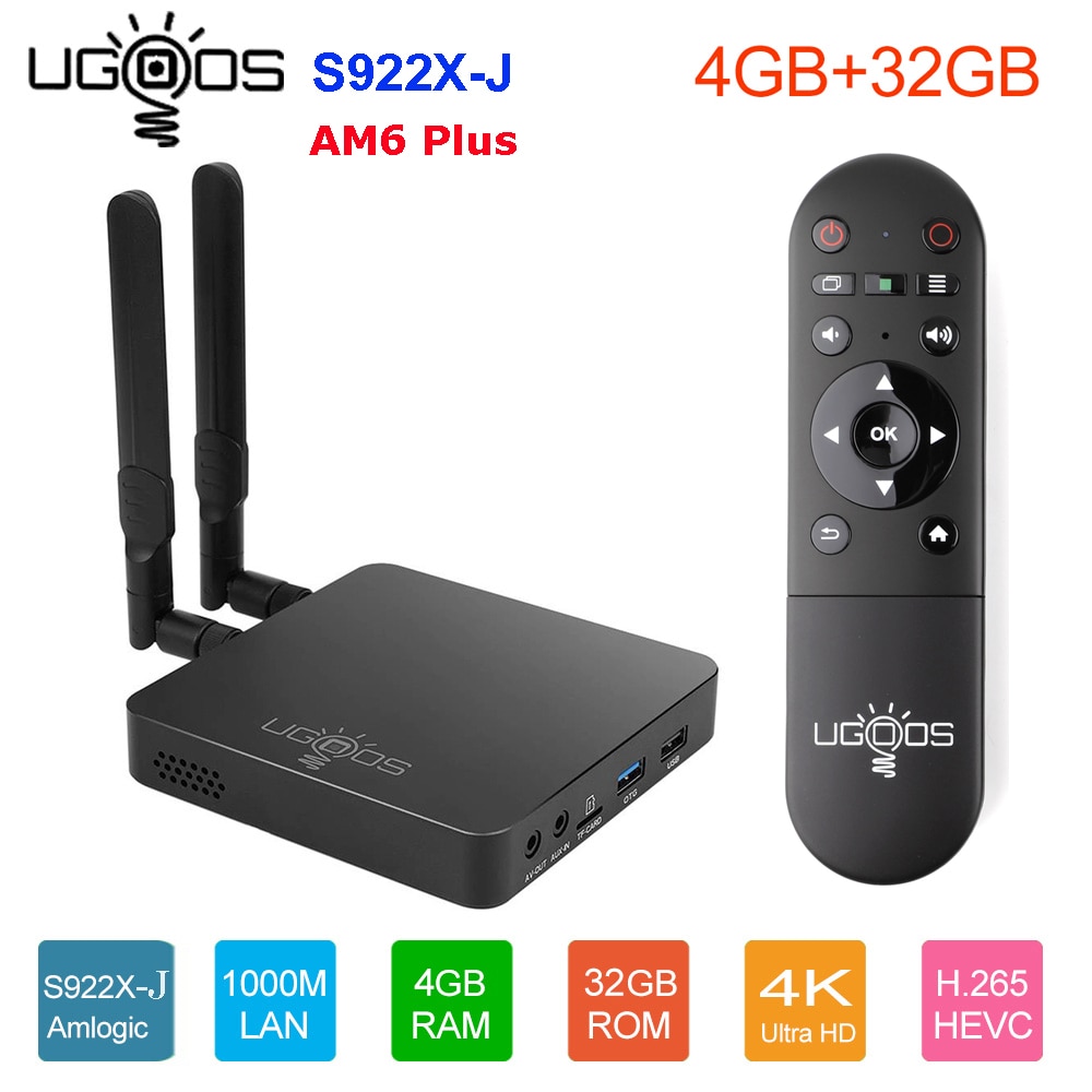 shop with crypto buy UGOOS AM6B Plus Wifi 6 TV BOX Amlogic S922X-J Smart Android 9.0 DDR4 4GB 32GB AM6 Plus 2.4G 5G WiFi 1000M TVBOX Media Player pay with bitcoin
