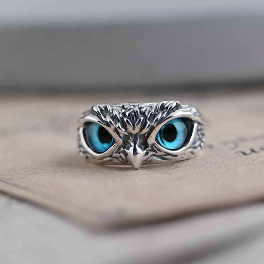 shop with crypto buy Charm Vintage Cute Men and Women Simple Design Owl Ring Silver Color Engagement Wedding Rings Jewelry Gifts pay with bitcoin