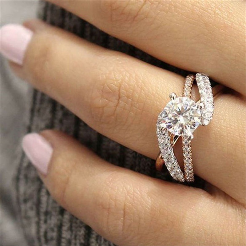 shop with crypto buy Fashion Women Ring Luxury Crystal Zircon Engagement Ring For Women Accessories Female Wedding Jewelry Gift pay with bitcoin
