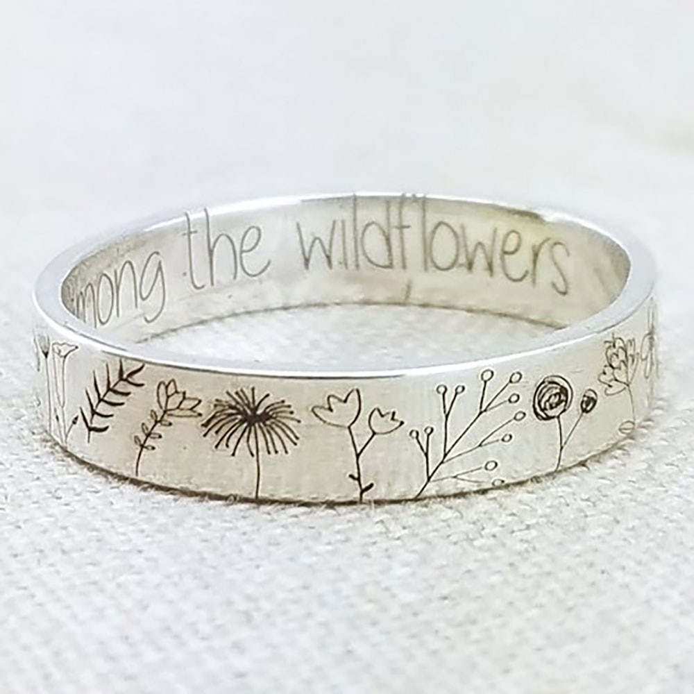 shop with crypto buy Vintage Simplicity Carved Flower Ring for Women Men Bohemian Delicate Wildflowers Floral Daisy Handmade Ring for Female Gift pay with bitcoin