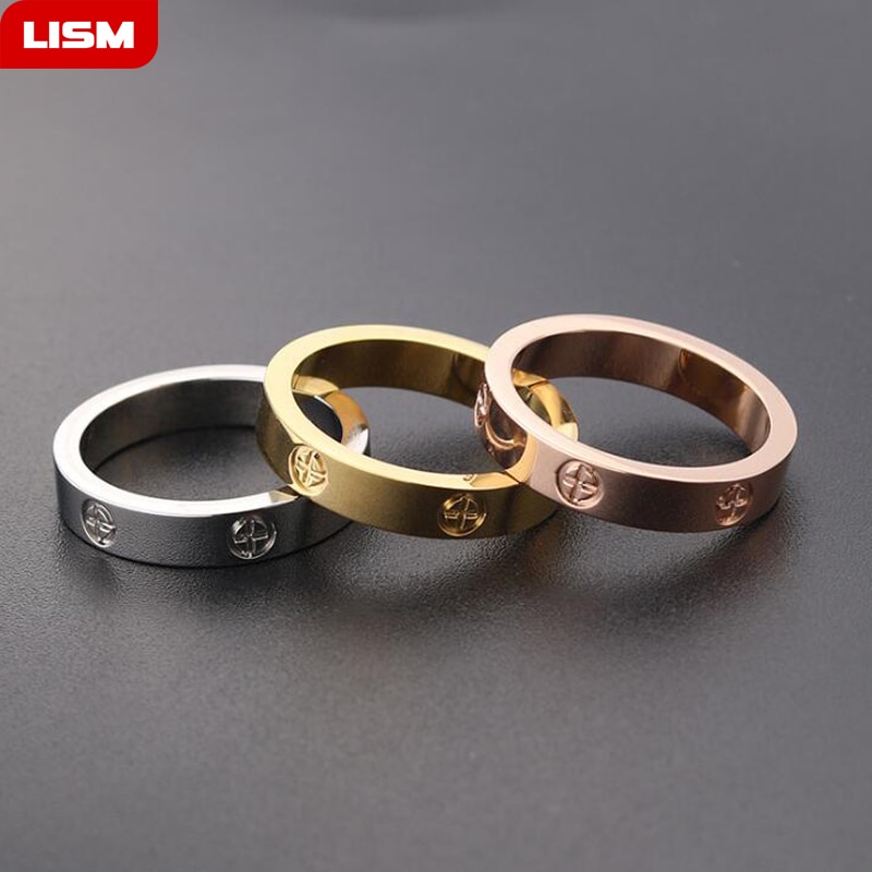 shop with crypto buy Fashion Rose Gold Stainless Steel Ring With Stone Crystal For Girl Women Men Couple In Wedding With Cross pay with bitcoin