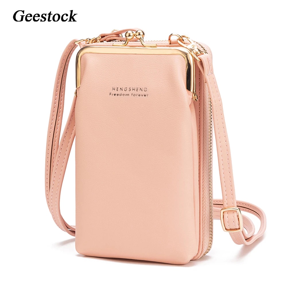shop with crypto buy Geestock Women Phone Crossbody Bag PU Leather MINI Shoulder Messenger Bag Large Capacity Travel Portable Coin Purse Card Pouch pay with bitcoin