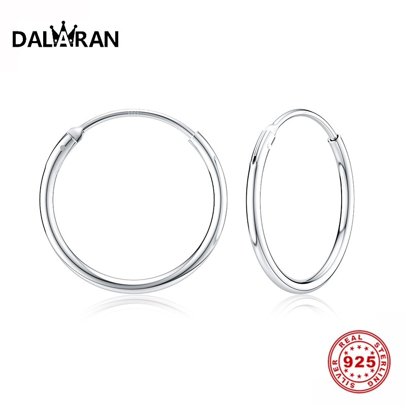 shop with crypto buy DALARAN Hoop Earrings 925 Sterling Silver Circle Round Huggie Hoop Earrings For Women Men Fashion Simple Jewelry pay with bitcoin