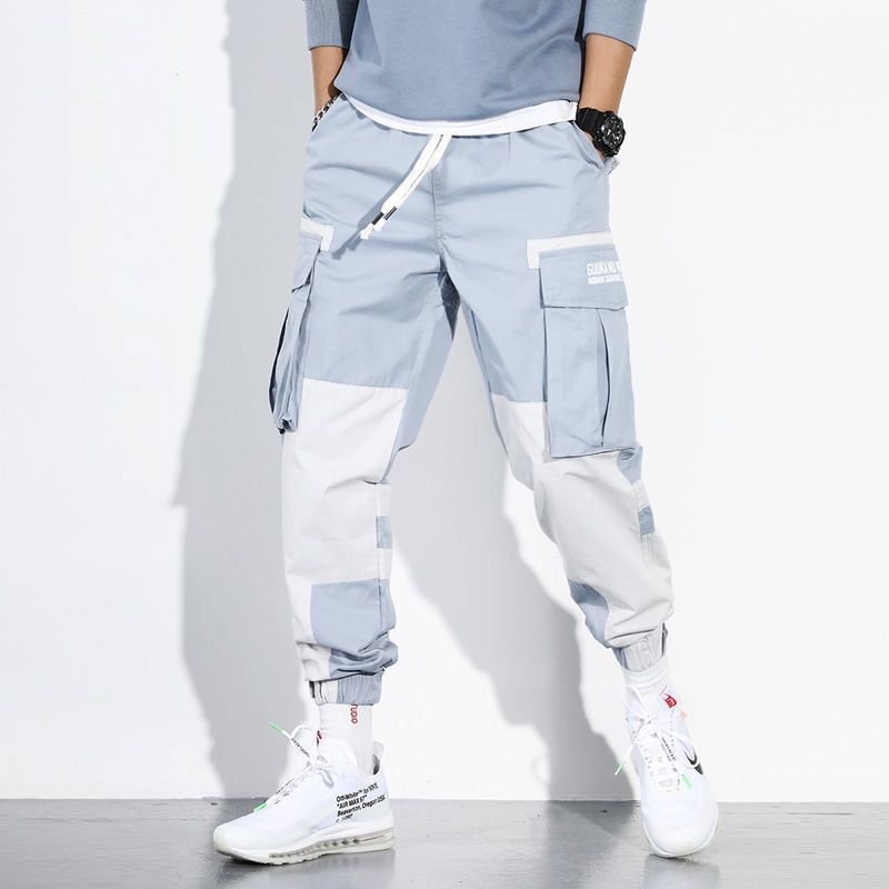 shop with crypto buy Men New Spring Hip Hop Pants Club Singer Stage Costume Trousers Ribbons Streetwear Joggers Sweatpants Hombre pay with bitcoin
