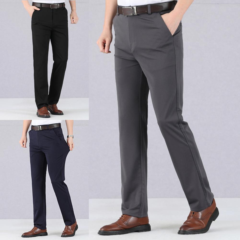 shop with crypto buy Summer Slim High Stretch Men s Casual Pants Classic Solid Color Business Casual Wear Formal Deep Crotch Suit Pants Drops hipping pay with bitcoin