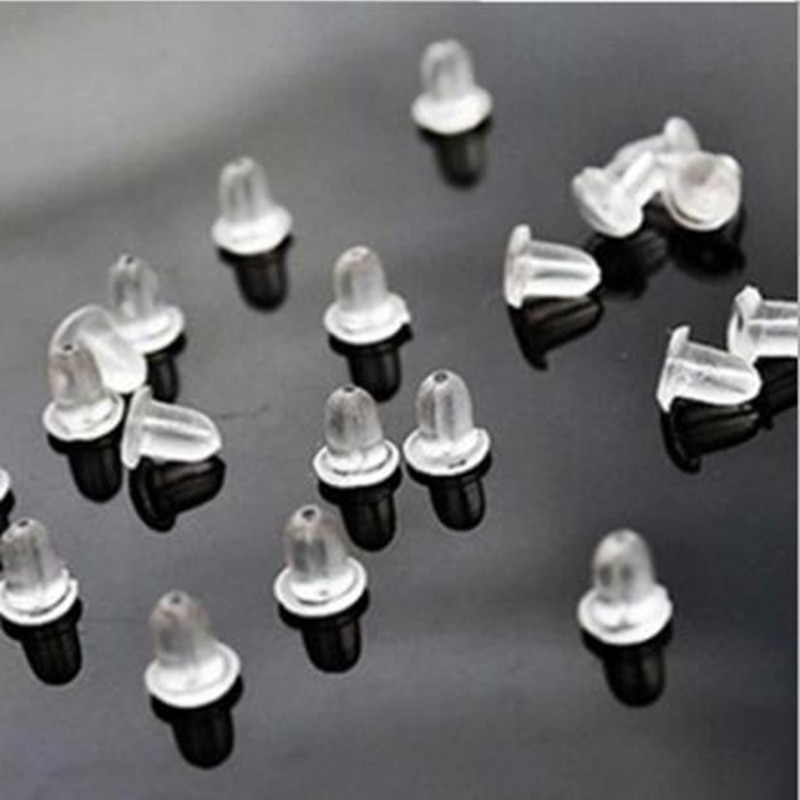 shop with crypto buy 100pcs lot Clear Soft Silicone Rubber Earring Backs Safety Bullet Stopper Rubber Jewelry Accessories DIY Parts Ear Plugging pay with bitcoin