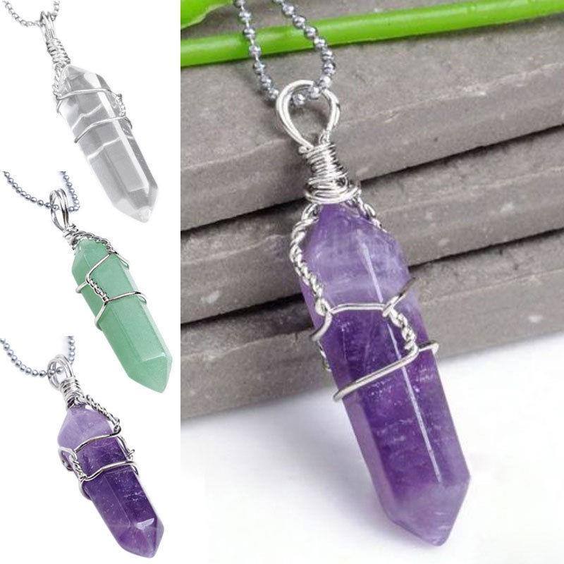 shop with crypto buy Mix Crystal Stone Opal malachite Lapis Green Howlite Stone Onyx Rose Pink Quartz Carnelian Faceted Bead Twining Pendant 1PCS pay with bitcoin