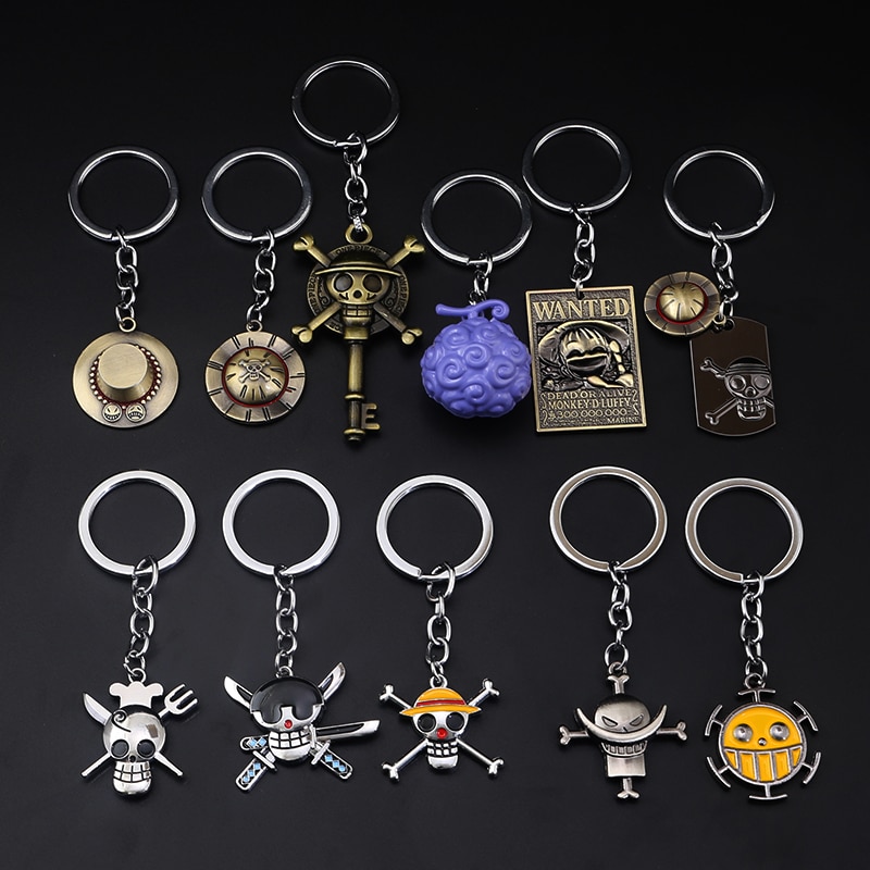shop with crypto buy ONE PIECE Anime Keychain Car Bag Charm Key Chain Ring Pendant Keyring Luffy Hat Zoro Sanji Wanted Key Holder Accessories Jewelry pay with bitcoin
