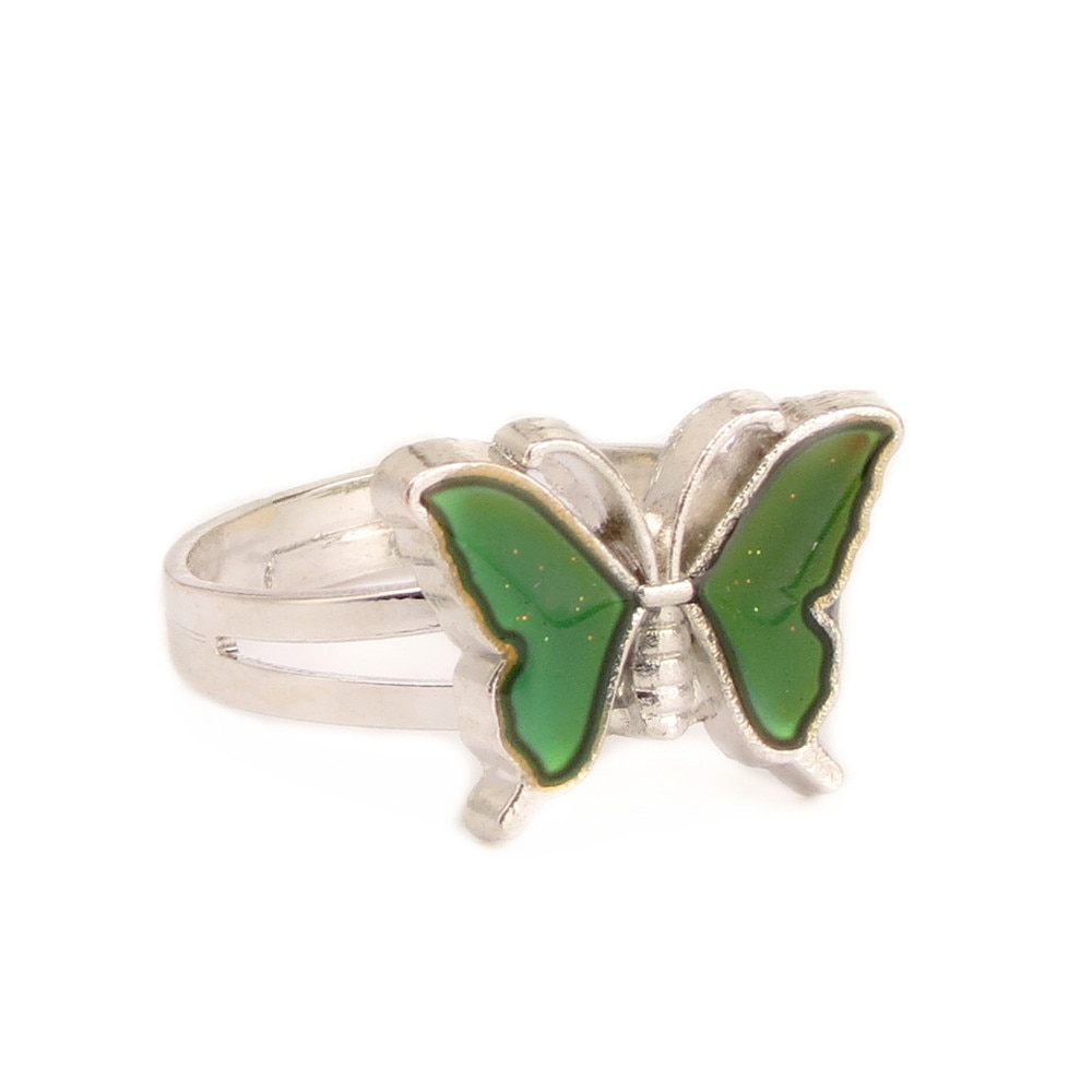shop with crypto buy Vintage Butterfly Glitter Powder Adjustable Size Mood Ring Unique Temperature Control Color Animal Rings Fashion Female Jewelry pay with bitcoin