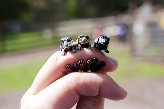 shop with crypto buy Kinitial 1PCS Antique Bronze Black Realistic Dachshund Dog Puppy Animal 3D Adjustable Rings anillos mujer pay with bitcoin