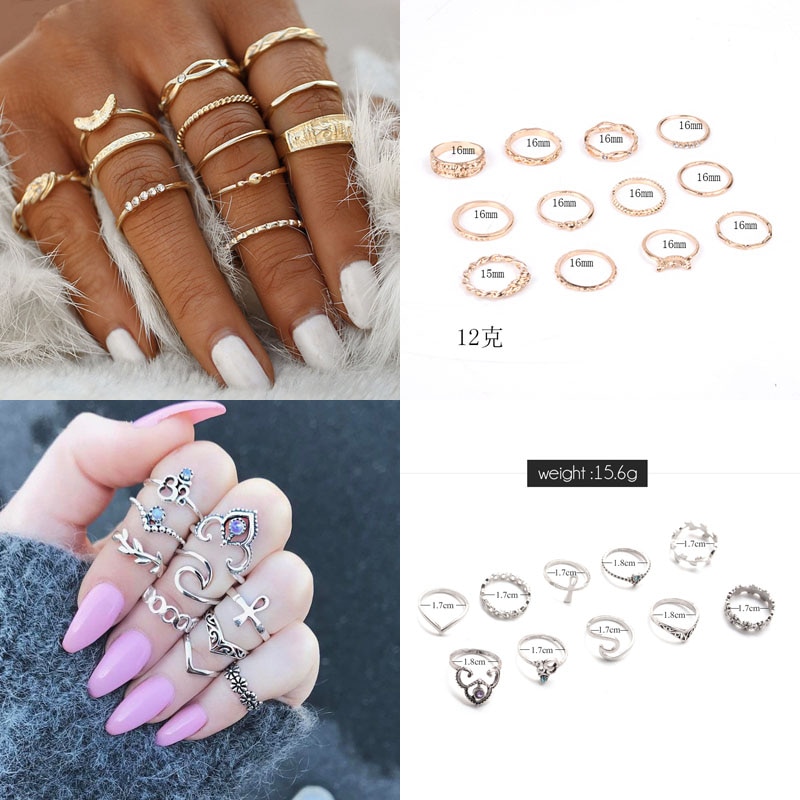 shop with crypto buy 30 Styles Trendy Boho Midi Knuckle Ring Set For Women Crystal Geometric Finger Rings Fashion Bohemian Jewelry pay with bitcoin