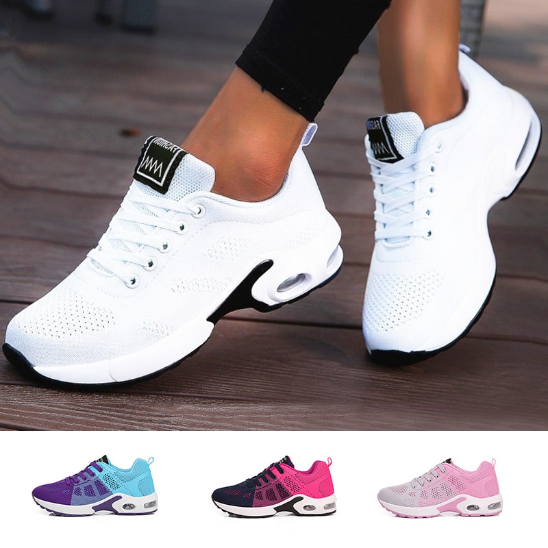 shop with crypto buy Ladies Trainers Casual Mesh Sneakers Pink Women Flat Shoes Lightweight Soft Sneakers Breathable Footwear Basket Shoes Plus Size pay with bitcoin