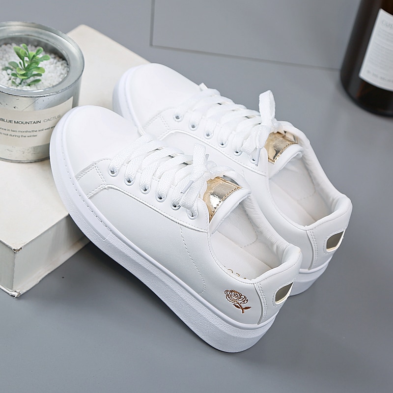 shop with crypto buy Women Casual Shoes New Spring Women Shoes Fashion Embroidered White Sneakers Breathable Flower Lace Up Women Sneakers pay with bitcoin