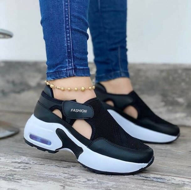 shop with crypto buy 2021 Women Fashion Vulcanized Sneakers Platform Solid Color Flats Ladies Shoes Casual Breathable Wedges Ladies Walking Sneakers pay with bitcoin