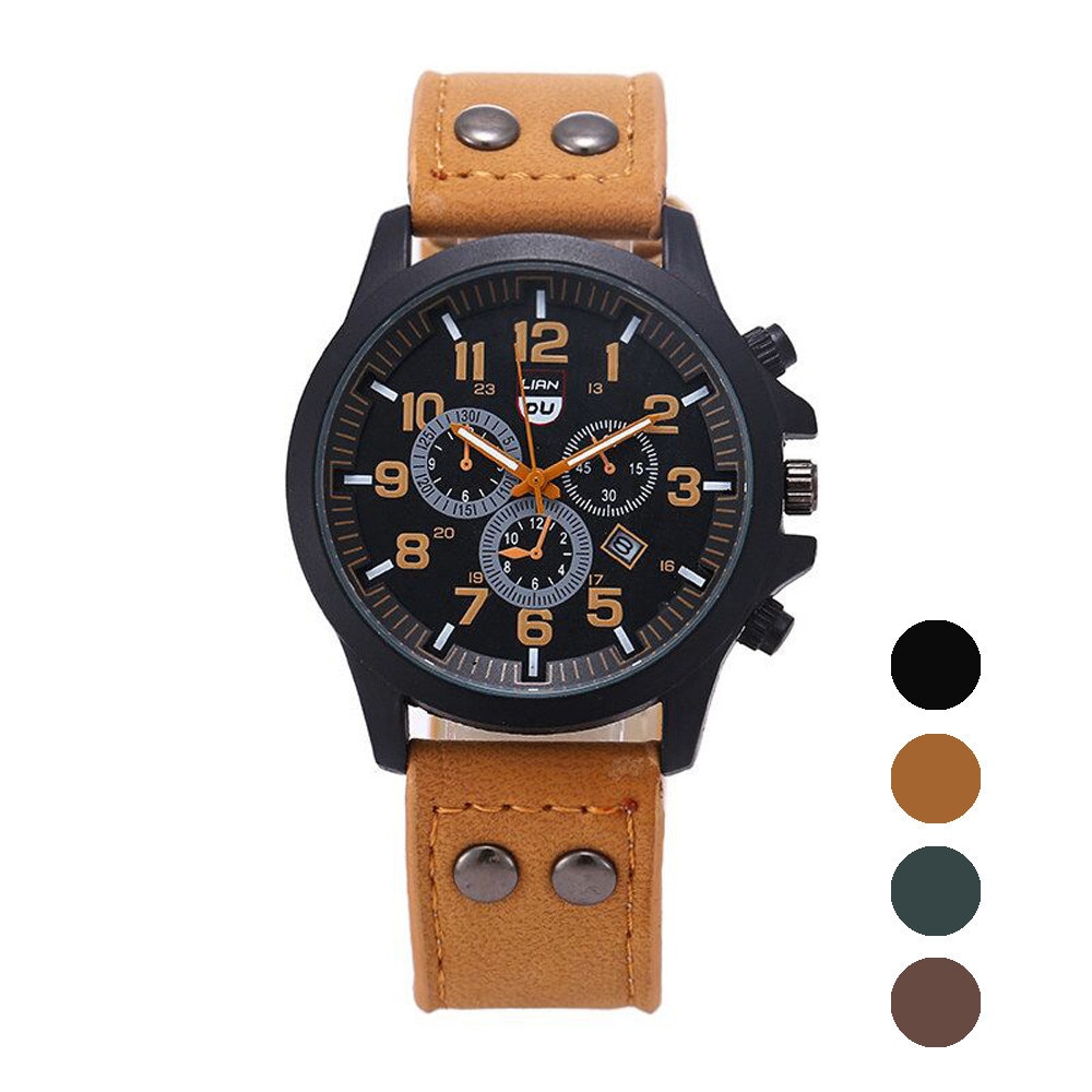 shop with crypto buy Luxury Classic Men Watch 2020 New Military Sport Stainless Steel Waterproof Date Leather Sport Quartz Watch Relogio Masculino pay with bitcoin