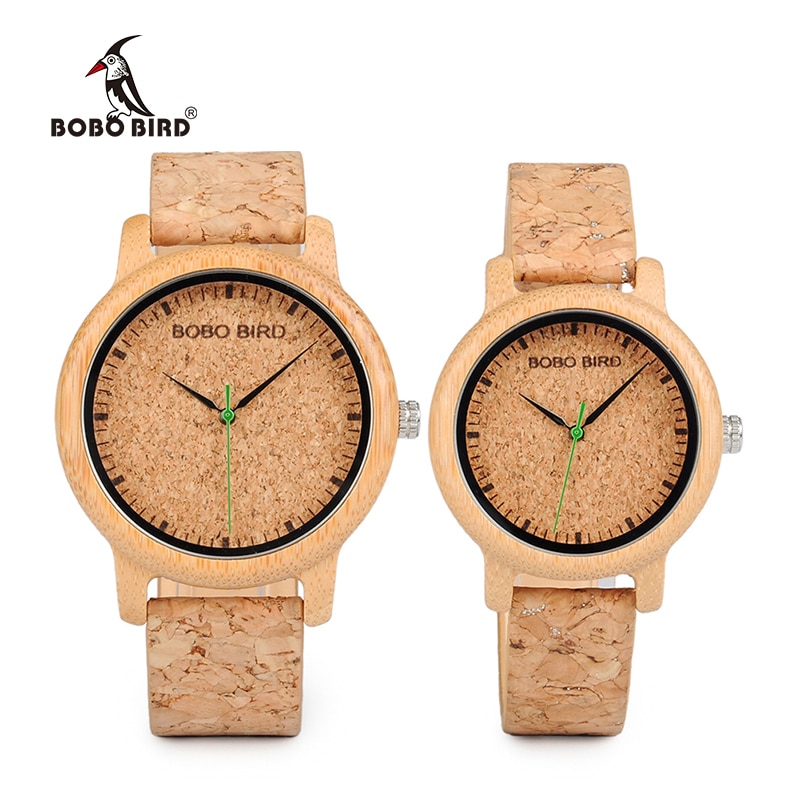 shop with crypto buy BOBO BIRD Lovers Watches Wooden Timepieces Handmade Cork Strap Bamboo Women Watch Luxury in Box Custom Logo Drop Shipping pay with bitcoin