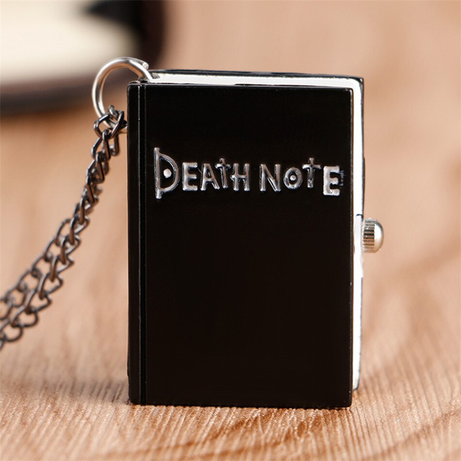 shop with crypto buy Exquisite Bronze Black Death Note Theme Quartz Necklace Pocket Watch Vintage Pendant Clock Gifts for Japanese Anime Boy pay with bitcoin