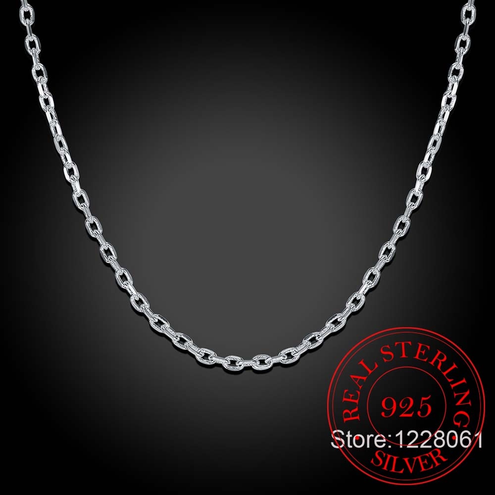 shop with crypto buy Woman s Fine Jewelry 925 Sterling Silver Flat ROLO Chain Necklace Charm 2MM Wide Silver Necklace 16 18  20  22  24 pay with bitcoin