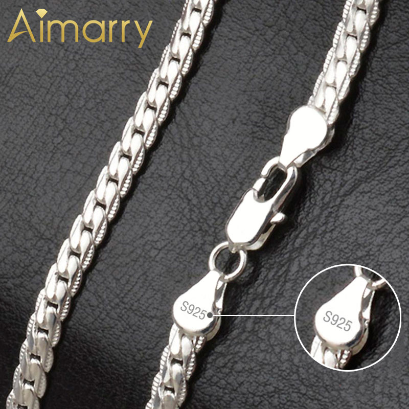 shop with crypto buy Aimarry 925 Sterling Silver 18K Gold 5MM Full Sideways Necklace For Women Men Party Gifts Fashion Engagement Wedding Jewelry pay with bitcoin