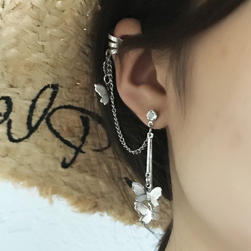 shop with crypto buy 2020 Fashion Butterfly Clip Earrings Ear hook Stainless Steel Ear Clips Double pierced Earring Earrings Women Girls Jewelry pay with bitcoin