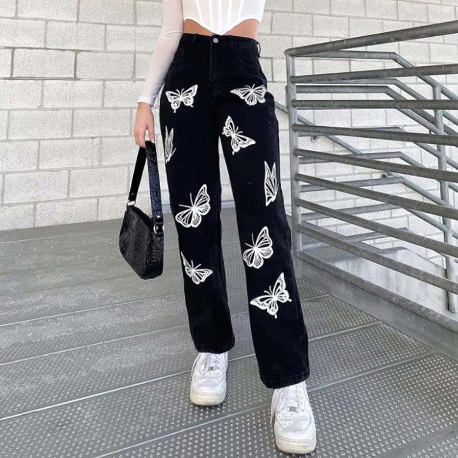 shop with crypto buy 2021 New Women Fashion High Waist Print Jeans Ladies Casual Stylish Pants Outfits for Shopping Daily Wear pay with bitcoin