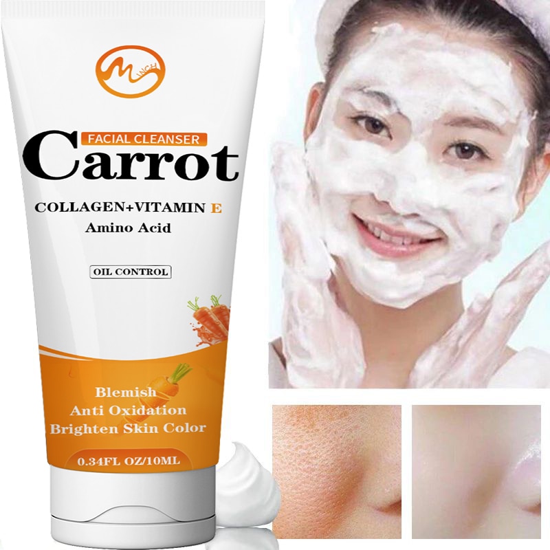 shop with crypto buy Minch Amino Acid Foam Facial Cleanser Black Head Remove Oil Control Carrot Blemish Facial Cleanser Deep Cleansing Shrink Pores pay with bitcoin