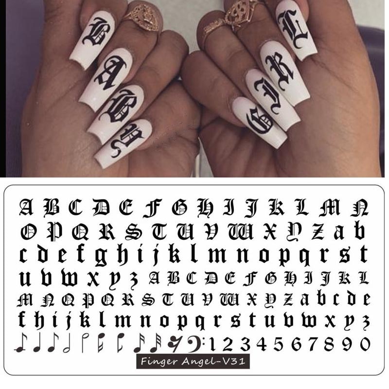 shop with crypto buy 12X6cm Alphabet 01 Stamping Plate 32 Types Old English Alphabet  Numbers Stamping Plate Cute Alphabet Nail Art Stamping Plate pay with bitcoin