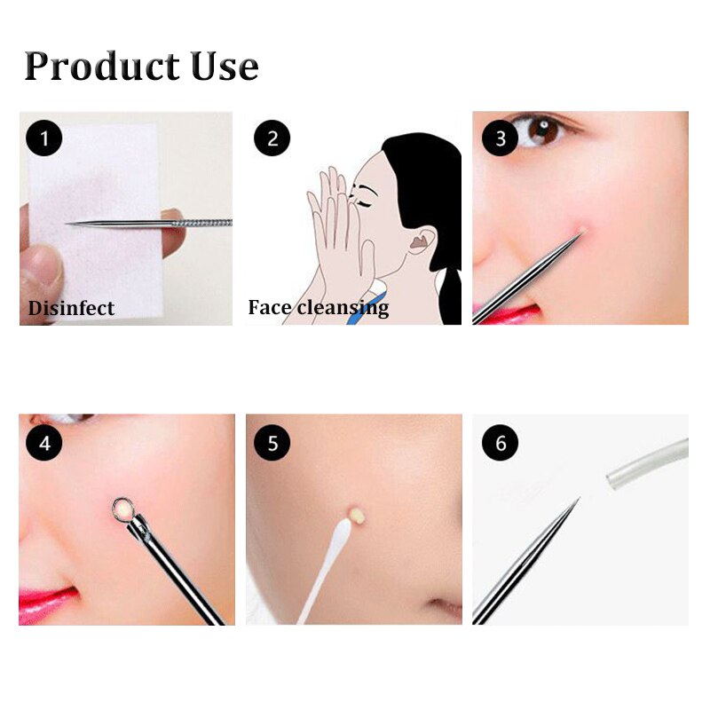 shop with crypto buy Stainless Steel Acne Removal Needles Pimple Blackhead Remover Tools Spoon Needles Facial Pore Cleaner Face Skin Care Tools 4pcs pay with bitcoin