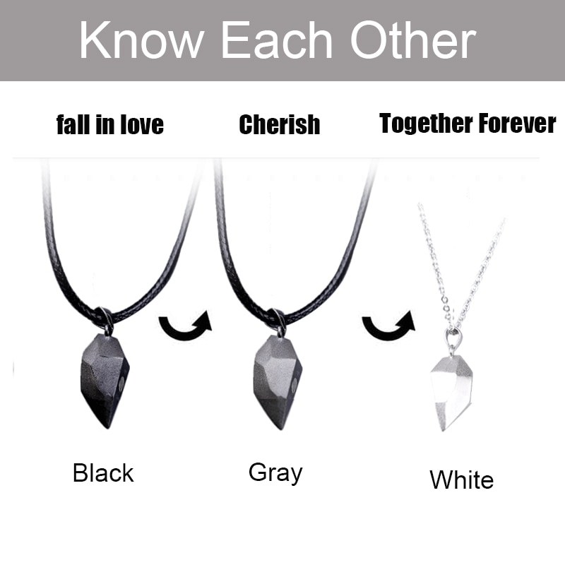 shop with crypto buy 2Pcs Magnetic Couple Necklace Lovers Heart Pendant Distance Faceted Charm Necklace Women Valentine s Day Gift 2021 pay with bitcoin