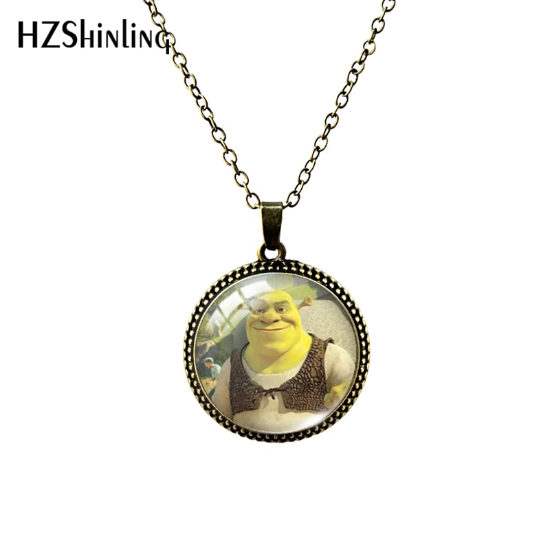 shop with crypto buy 2020 Antique Necklace Cartoon Shrek Glass Cabochon Necklace Retro Pendants Jewelry pay with bitcoin
