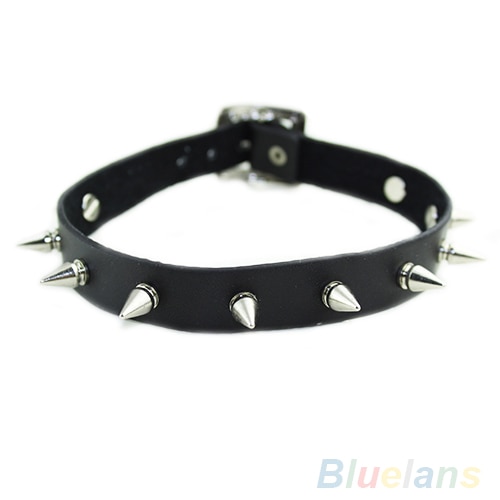 shop with crypto buy Gothic Men Women Unisex Faux Leather Spike Rivet Choker Punk Necklace Jewelry pay with bitcoin