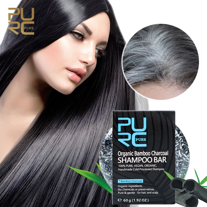 shop with crypto buy Gray White Hair Color Dye Treatment Bamboo Charcoal Clean Detox Soap Bar Black Hair Shampoo Shiny Hair  Scalp Treatment pay with bitcoin