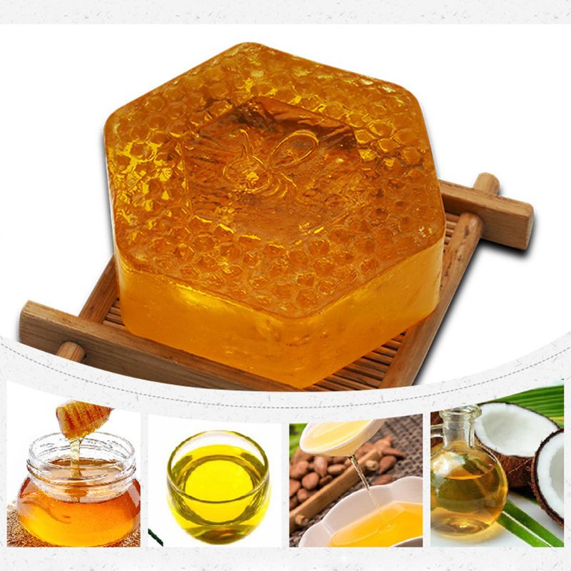 shop with crypto buy 100g Handmade Honey Soap Deep Cleansing Face Whitening Moisturizing Oil Control Facial Soap pay with bitcoin