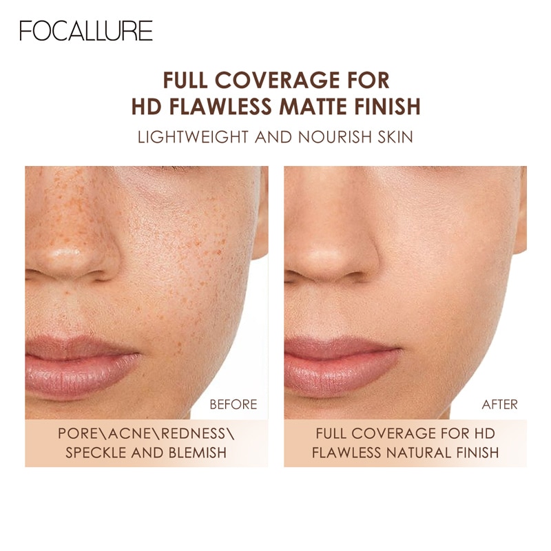 FOCALLURE Pore-Blurring Matte Foundation Base Makeup Face Oil control Cosmetics Lightweight Matt Finish Foundation