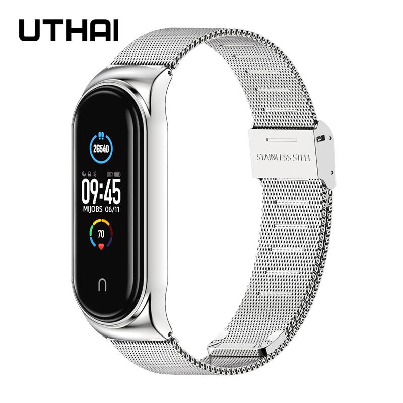 shop with crypto buy Watchbands mi band 5 Suitable for Xiaomi bracelet 3 4 5 6 strap 04 line 304 stainless steel metal wristband pay with bitcoin