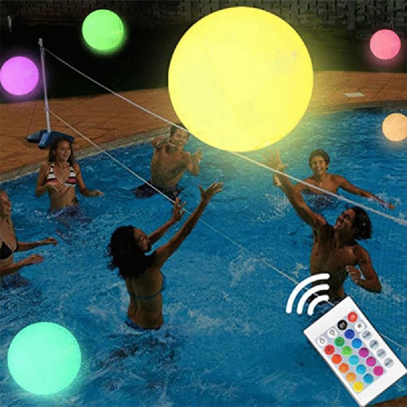 shop with crypto buy Swimming Pool Toy Glowing Ball Inflatable LED Glowing Beach Ball Water Play Equipment Entertainment 40CM pay with bitcoin