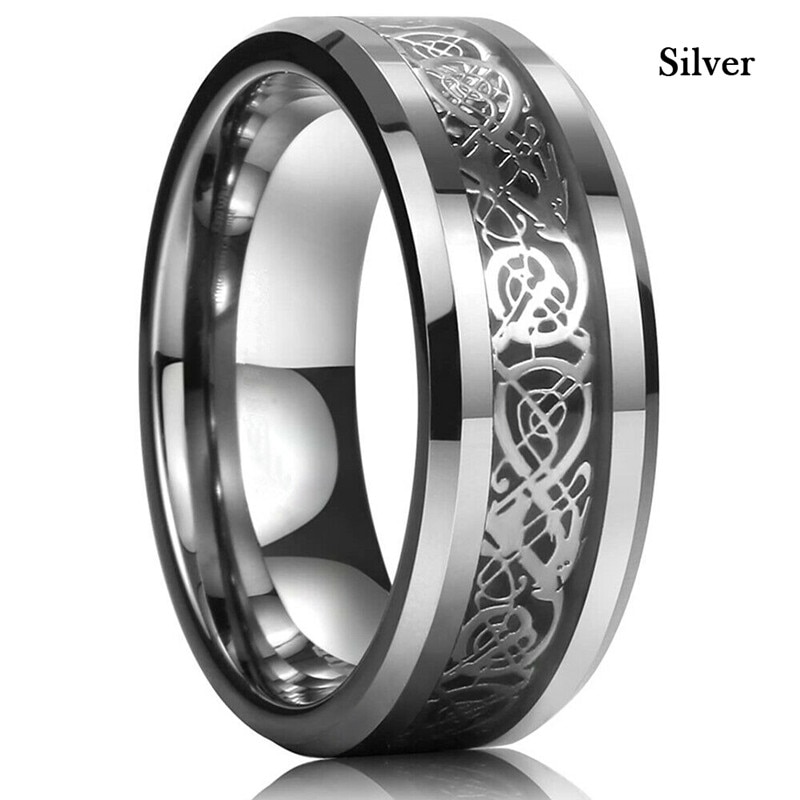 shop with crypto buy FDLK 8 Colors 8mm Men  Ring I Red Green Black Carbon Fiber Ring Wedding Band Jewelry  pay with bitcoin