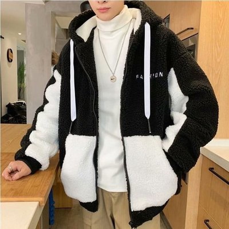 shop with crypto buy Casual Men Winter Fleece Jackets Pockets Warm Hooded Coats Loose Plus Size 2XL Coat Men Clothes Fashionable Men Autumn Jacket pay with bitcoin