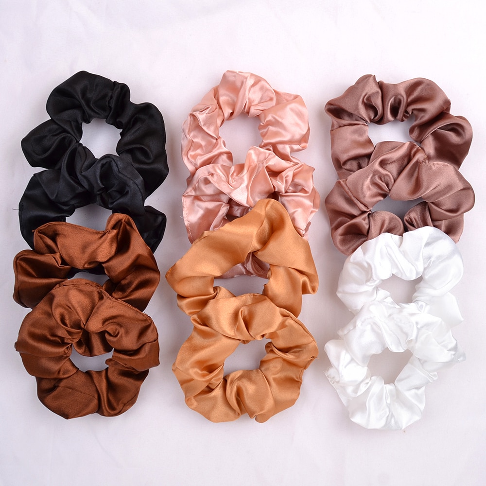 shop with crypto buy 3.9 inch Women Silk Scrunchie Elastic Handmade Multicolor Hair Band Ponytail Holder Headband Hair Accessories pay with bitcoin